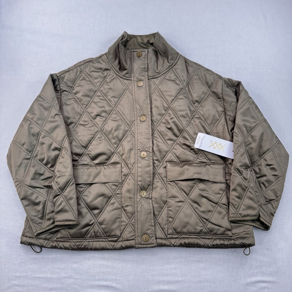 NEW Rhone Quilted Jacket Lightweight Snap Front Olive Women L